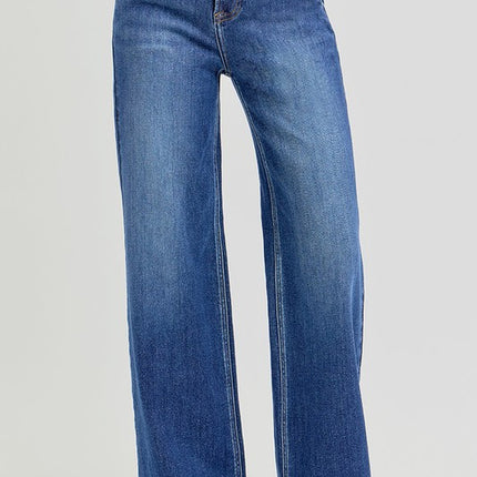 RISEN Full Size High Rise Wide Leg Jeans with Slanted Pockets