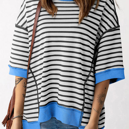 Striped Round Neck Half Sleeve T-Shirt