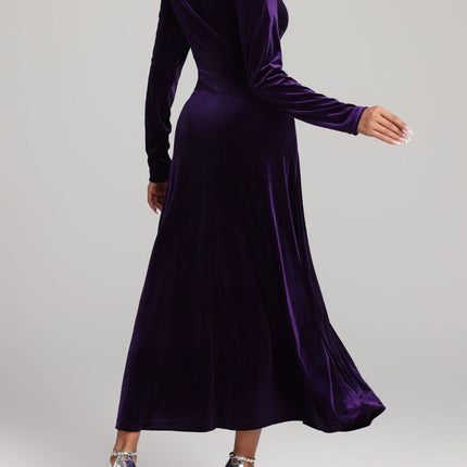 V-Neck Long Sleeve Velvet Dress