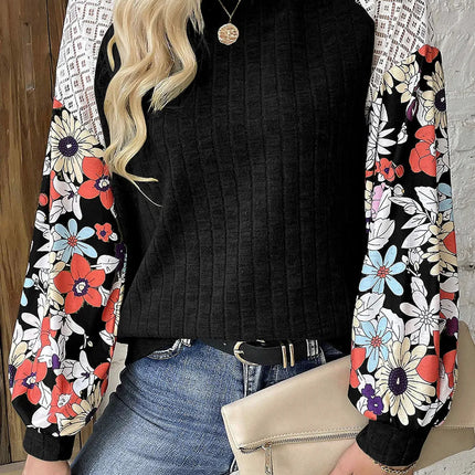 Printed Round Neck Long Sleeve Top