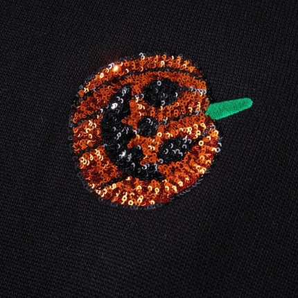 Plus Size Sequin Pumpkin Round Neck Sweater