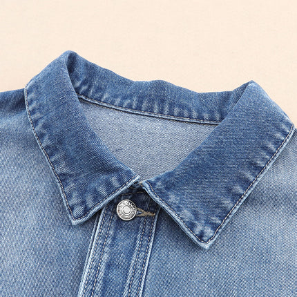 Collared Neck Button Up Denim Jacket