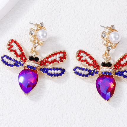Natural Stone Bee Dangle Earrings