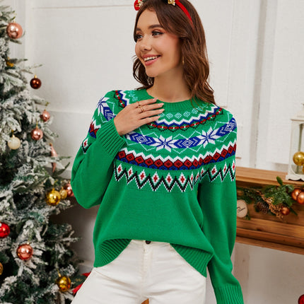 Geometric Round Neck Long Sleeve Sweater