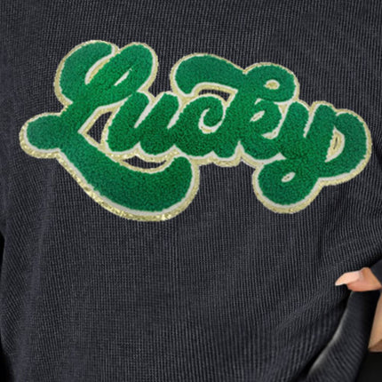 Plus Size LUCKY Round Neck Sweatshirt