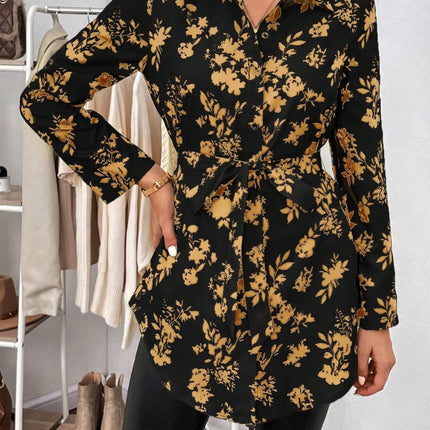 Printed Collared Neck Long Sleeve Shirt