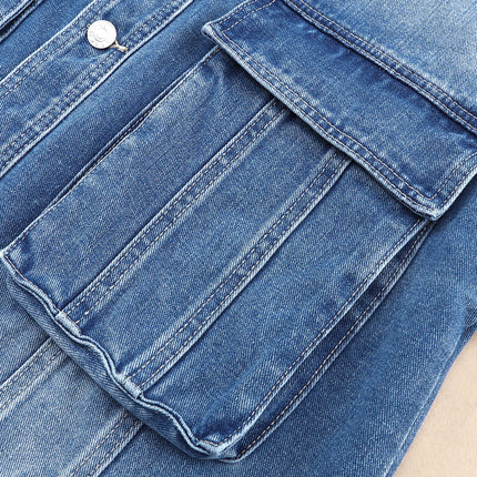 Collared Neck Button Up Denim Jacket