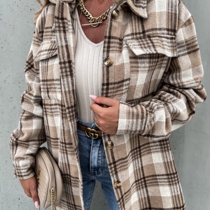 Plaid Button Up Jacket with Removable Hood