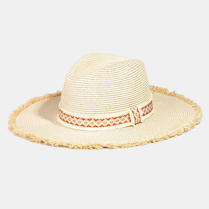 Fame Geometric Raw Hem Hat