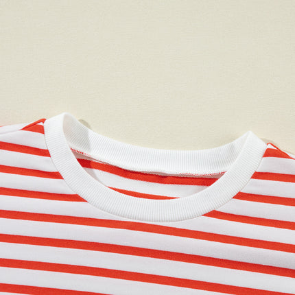 Striped Dropped Shoulder Long Sleeve Sweatshirt - Vickie Lynn's