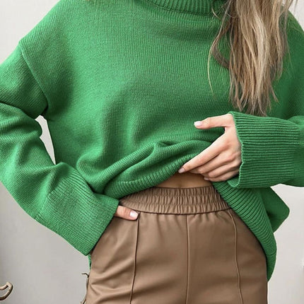 Turtleneck Drop Shoulder Long Sleeve Sweater