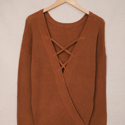 Crisscross Back Boat Neck Sweater