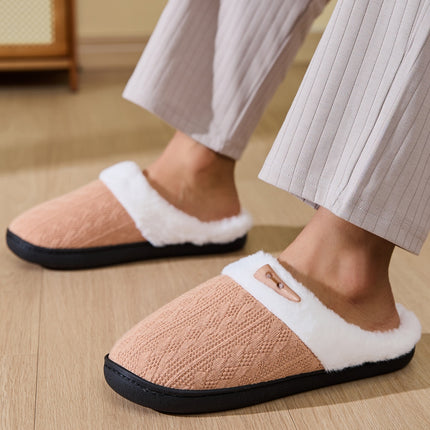 Horn Buckle Furry Texture Flat Slippers