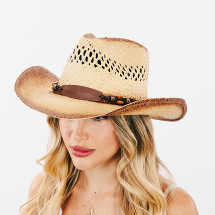 Fame Cutout Wide Brim Straw Hat