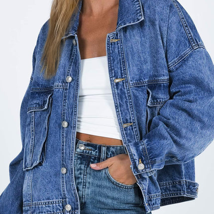 Collared Neck Button Up Denim Jacket