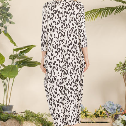 Celeste Full Size Leopard Contrast Dress with Pockets