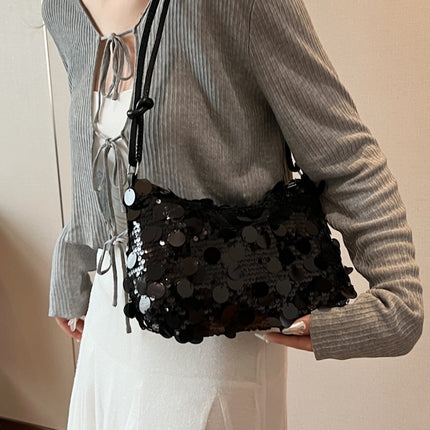 Sequin Knotted Straps Shoulder Bag