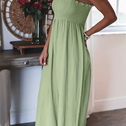 Full Size Smocked Spaghetti Strap Wide Leg Jumpsuit