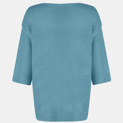 V-Neck Three-Quarter Sleeve Knit Top