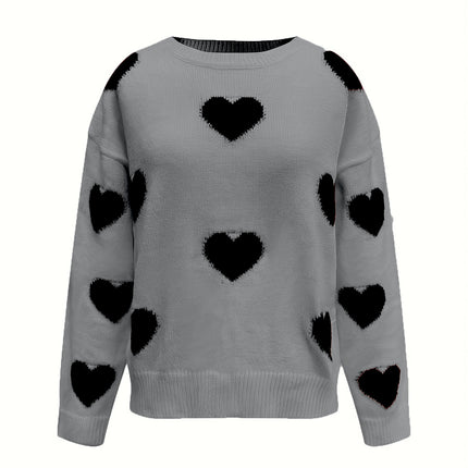 Valentine’s Day Heart Round Neck Long Sleeve Sweater