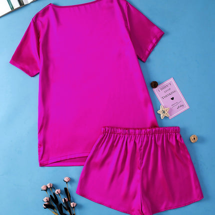 V-Neck Short Sleeve Top and Shorts Set