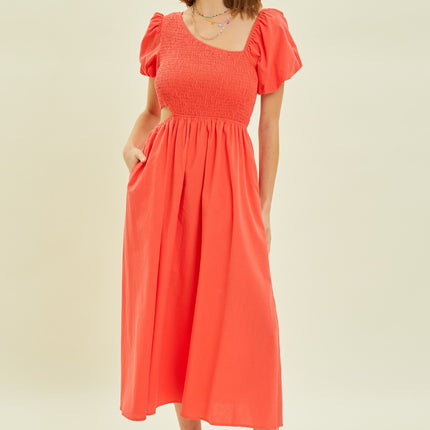 HEYSON Smocked Cutout Midi Dress