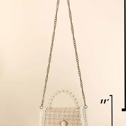 Fame Pearly Trim Woven Handbag