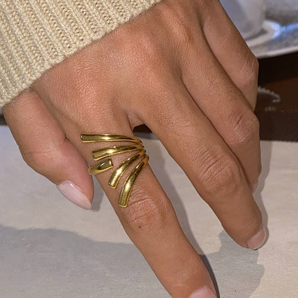 18K Gold-Plated Stainless Steel Irregular Open Ring