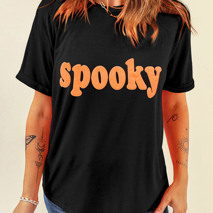 SPOOKY Round Neck Short Sleeve T-Shirt