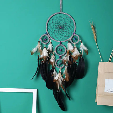 2023 New Dream catchers Retro 5 Ring Dream Catchers Home Decoration Indians Natural Stone Tree of Life Dreamcatcher Wall Hanging