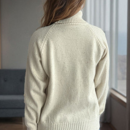 Ribbed Turtleneck Raglan Sleeve Sweater