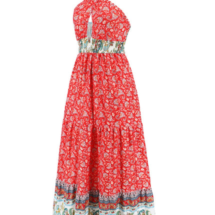 Smocked Printed Halter Neck Dress