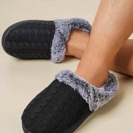 Cable-Knit Fluff Round Toe Slippers