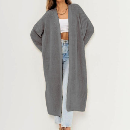 Open Front Long Sleeve Longline Cardigan