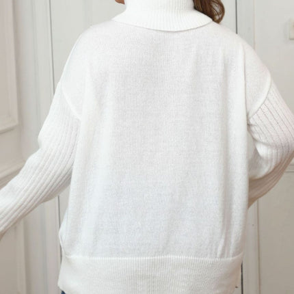 Plus Size Turtleneck Long Sleeve Sweater