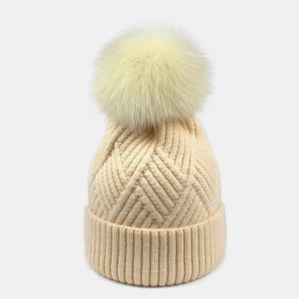 Thermal Knit Hat with Pompom