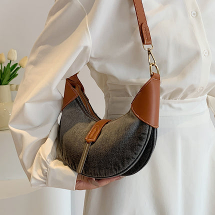 Contrast Denim Shoulder Bag