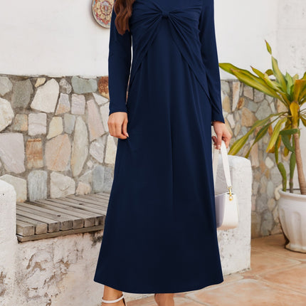 Twisted Round Neck Long Sleeve Dress