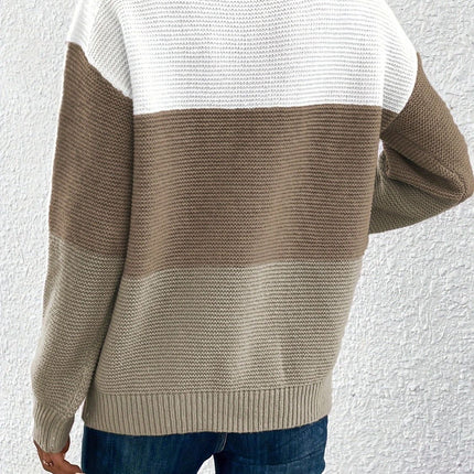 Color Block Boat Neck Sweater