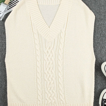 Cable-Knit V-Neck Sweater Vest