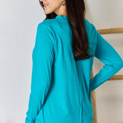 Zenana Exposed Seam Thumbhole Long Sleeve Top