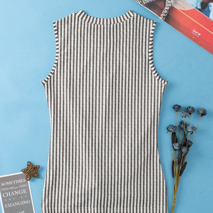 Cutout Striped Round Neck Tank