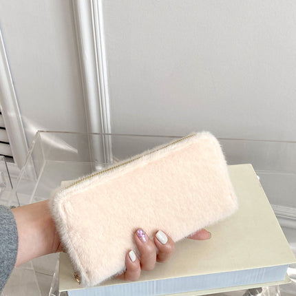 Solid Color Fluff Rectangle Wallet