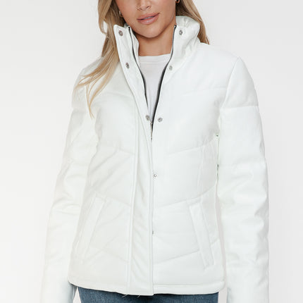 Snobbish Pocketed Zip Up Turtleneck Puffer Jacket