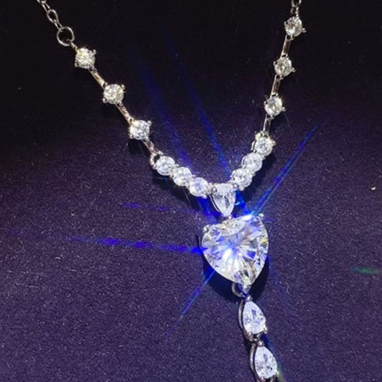 3 Carat Moissanite 925 Sterling Silver Drop Necklace