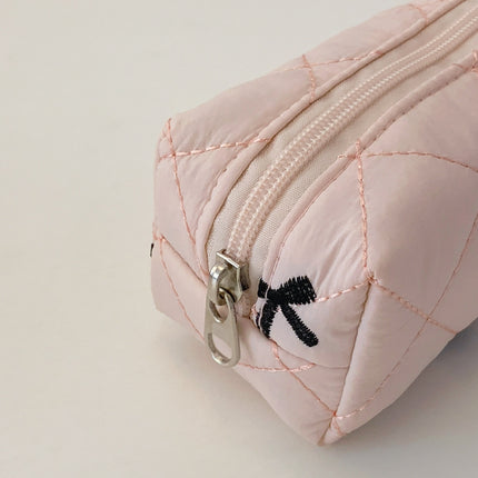 Bow Embroidered Quilted Storage Bag