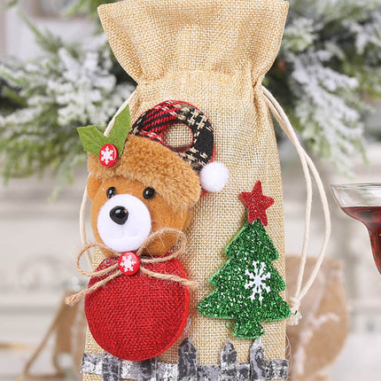 4-Pack Drawstring Christmas Wine Bottle Covers