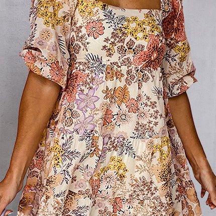 Tied Printed Half Sleeve Mini Dress