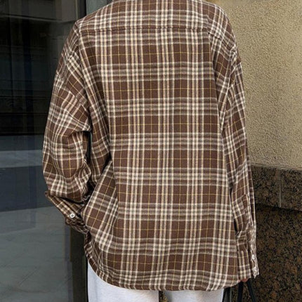 Pocketed Plaid Button Up Shacket