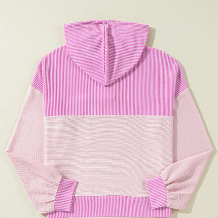 Corded Color Block Drawstring Hoodie